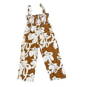 Kids Brown and White Floral Jumpsuit